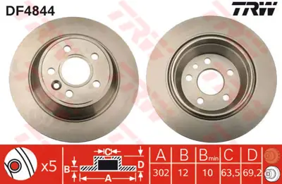 TRW  DF4844 Arka Fren Disk Aynasi Volvo V70 Iii 07>  D4 13-Amp;... 30769058 192337SPORT BN0481E 8DD355114711 BS7271 DDF1719C1D 14972 8DD355119151 1421537 8DD355119152