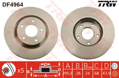 TRW  DF4964 Ön Fren Diski Nissan Qashqai 07>13 X-Trail Ii (... 402061KC1B 40206JY00A WD01698 MDC1905 RT20755GLT5 DI956641 BFR520810 36155210047PD 562578BC 92167403