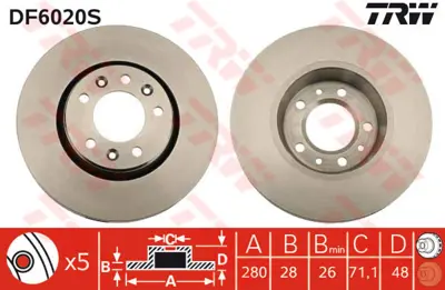 TRW  DF6020S Ön Fren Diski Expert-Jumpy-Scudo-Proace 07> (28... 2155210033 203735 FBD1781 424921 424987 8120101015C 4249J9 197188 DSK2610 1401416880