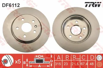 TRW  DF6112 Arka Fren Aynasi Insignia A 08> Saab 9-5 (Ys3g)... 13501303 13501290 BDC5797 13501297 13501314 9A97111 8DD355116061 569128 430261852 23118534