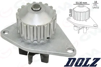 GVA 5243235 Devirdaim Su Pompasi P106-P206-P207-P307-Bipper-Nemo-Partner-Berlingo-C2-C3-Saxo-Xsara 1.4 Tu3jp-Tu3a 1.4 8v Mqp Fiat Fiorino 1.4 Kft.-Kfv 1201G0 1609417080 240837 PA837 1679 C114 9631169188 PA1234 62922490 P846
