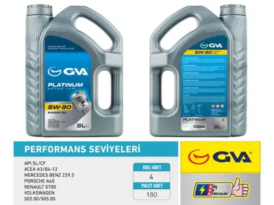 GVA 9920124 Motor Yağı 5w30 5 Lt Platınum Tam Sentetik Apı Sl-Cf 5W30