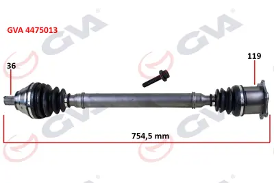 GVA 4475013 Komple Aks Sağ Caddy-Golf5-Jetta-Passat 1.9-2.0 Tdi (03-09) (754.5mm) 1K0407271BN 1K0407271BQ 1K0407271EE 1K0407271ES 1K0407271FB 1K0407271HL 1K0407271KA 1K0407271KB 1K0407271KG 1K0407271KJ