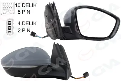 GVA 1090229 Diş Dikiz Aynasi Sağ Elektrikli+isitmali+sinyalli+katlanir+sensörlü+astarli+konveks 208 (19-)corsa F (19-)10h8p+4h2p 983758811T 98260175XT 982620311T