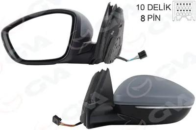 GVA 1090230 Diş Dikiz Aynasi Sol Elektrikli+isitmali+sinyalli+katlanir+astarli+konveks 208 (19-)corsa F (19-) 10h8p 982620551T 98260232XT 983758881T