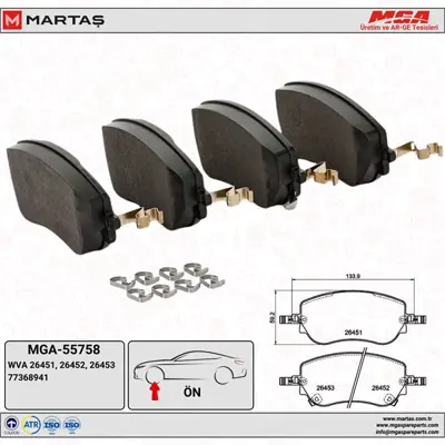 MGA 55758 Ön Fren Balatası Fıat Egea Ym. 2020 77368941