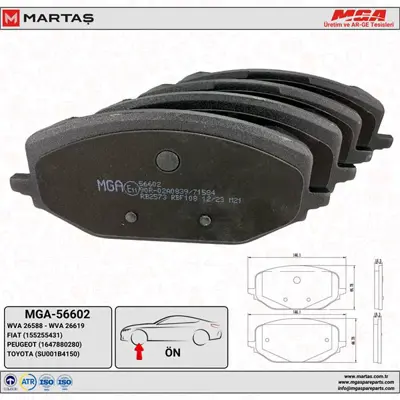MGA 56602 Ön Fren Balatası Combo E Astra L 1647880280 SU001B4150