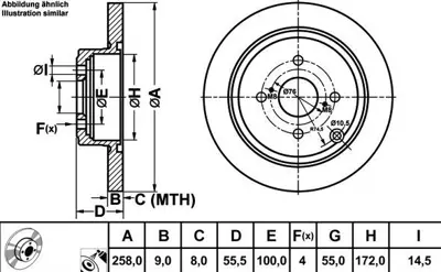 MGA 50255 Arka Fren Disk Aynası Corolla 1.4 1.6 Vvti-1.8 Vvtli 02- 1.8 Vvtli 05- 258x9x4dl Dolu 4243102070 4243102120 4243102071 4243102050 71851630 230634 95667811 24010901381 4243102090 42431YZZAD