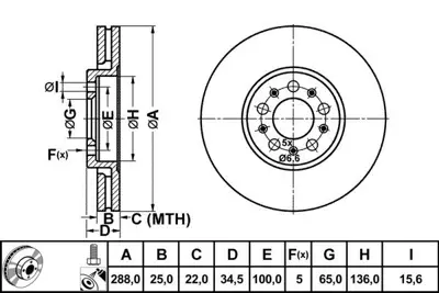 MGA 50223 On Fren Dıskı 288x25 Vw Golf 98 02 Polo Audı A3 1JO615301C 230365