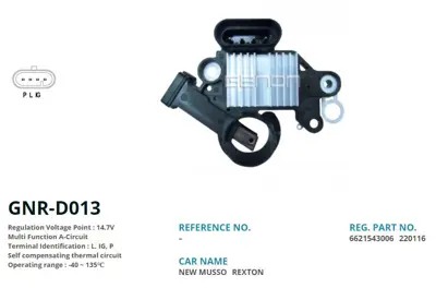 GENON D013 12v Daewoo-Ssangyong-Korando-Musso Exdi 2.0 4x4/4x... 220116 BJKI624 CBJ7091 CBKK10 J4860300 2726855 DSA020091 5202601SX oK2FA34550 230057