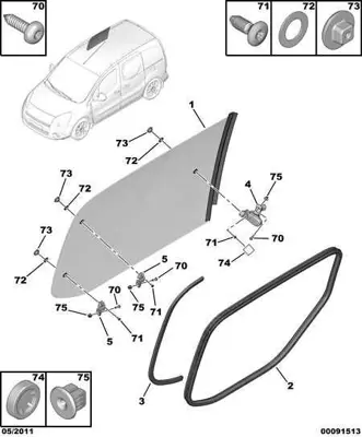 PSA 8569.VQ Sağ Sürgülü Kapi Cami Partner-Berlingo (B9) 08>... 8569.VQ