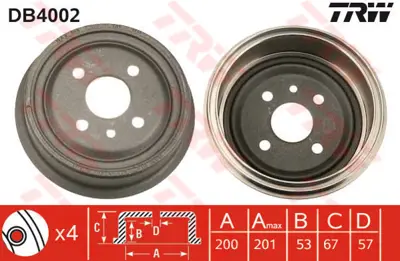 TRW DB4002 Arka Kampana Vectra A (89>95) Astra F (91>98... FDR329202 568039 986477018 480013 BRD132310 94008600 986BB4523 259905 8282005120 62402