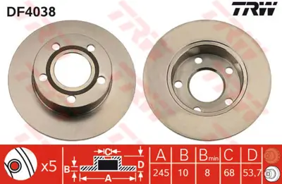 TRW DF4038 Arka Fren Aynasi A6 1.8t Quattro/2.4 Quattro/2.7 T... 4B0615601 8908311 680300 92090800 230807C BG3382 DI955826 986AB6120 78BD2800 92090803