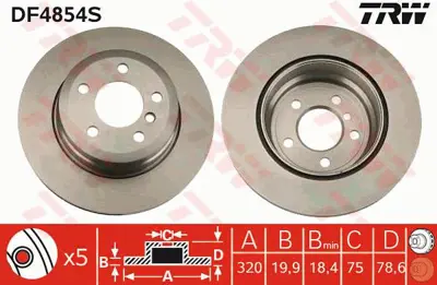 TRW DF4854S Fren Diski Arka Bmw X5 E70 Lci F15  X6 E71 F16 34216793247 HPD1465 231025C MBR5143 20936386 9992511 BS8278C 17870 24012002061 BG4168