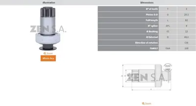 ZEN 1930 9 Dis Audi A4 1.9 Tdi-A6 2.5 Tdi-Vw Passat 1.9 Tdi 7M511125BB 986479C52 237291 31471819 BS8060C 363BG3895 9946810 BS5487B 3M512C375B1D 31400941