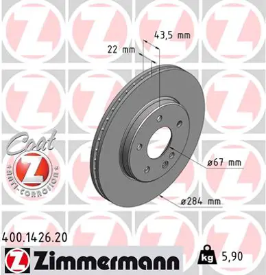 ZIMMERMANN 400.1426.20 Fren Diski On Mercedes C-Class W202 S202 92059403 LVBD707 DDF5881 A2024210912 1110292 15753 631310 D1114 24012201321 60203317VKSX