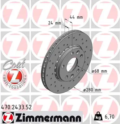 ZIMMERMANN 470.2433.52 Ön Fren Diski Megane Iii 09>fluence 09> Dust... 402064151R 402060010R 470243320 402063793R 402065585R R1036V 800981C RT4504 562529JC 203970