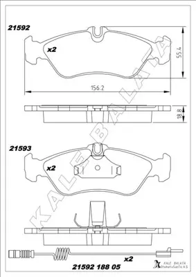 KALE  21592 188 05 ANS  Fren Balatasi Arka Mercedes Sprinter B901>b904 ... 2D0698451 A0024204020 A0044202720 24204020 9024230510 A9024230510KZ A9024230510 9024230510KZ 44202720 GDB1263