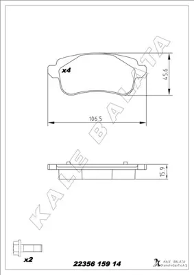 KALE  22356 159 14 ANS  Balata Arka Juke (22103 Eş Değeri) 19- 440608235R 440606082R D4116 986494723 P68064 2138730 440013546R 440118013R FDB4182 440608061R