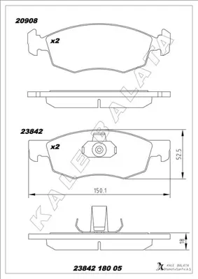 KALE  23842 180 05 ANS  Ön Balata Doblo 01=> Albea Palio 96=> 55170904 77363496 2384201 GDB1588 FDB1376 13046071412 181508 7040 77362205 FDS1376