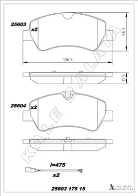 KALE  25603 175 15 ANS  Arka Balata Ford Tourneo Custom-Transit Custom 2.2... BK212M008AC 1763916 RB2116 AN7013K BSG30202022 142116203 PCP1653 FVR4398 BL2175A1 PP0307AF