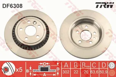 TRW  DF6308 Arka Fren Aynasi Adet Volvo Xc60 D3 D4 D5 2.4d 2.0... 31277357 BN0430E 344861 55939620 BS8298C 562605CH BS8298 DDF18021 92196403 78BD73052