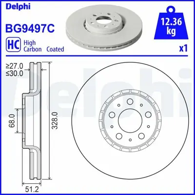 DELPHI  BG9497C Ön Fren Disk Ayna Xc90 I 09> 24977 31262489 BS5356 5155215025 RT20159HP DSK2424 8DD355110591 BBD5761S RT20159HPGLT5 FBD1416
