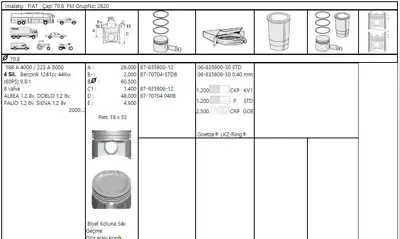 FEDERAL MOGUL 68359063G Segman Doblo/Albea/Palio 1,2 8v 0,40 70,8-0,40mm 