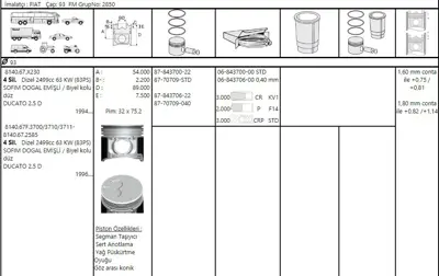 FEDERAL MOGUL 8770709STD000G Piston-Segman Dct/Boxer 2,5d Std 93 Mm --- 