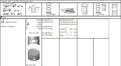 FEDERAL MOGUL 8770735STD000G Piston-Segman Sahin S 1.4 Oyuklu (80.5mm) (Std) 