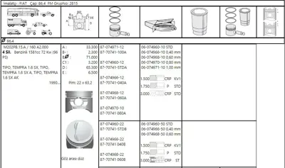 FEDERAL MOGUL 877074106000AG Piston-Segman Tpsx/Slx 1.6 (86.40) (0.60) 