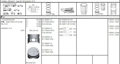 FEDERAL MOGUL 8771829STD00AG Piston-Segman R19-Express-Kangoo 1,9d Std (80,00) (F8q-Çukurlu) 