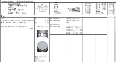 FEDERAL MOGUL 8771955STD000G Piston-Segman Kango-Clio-Twingo 1,2i 8v Std (D7f) (69,00mm) 