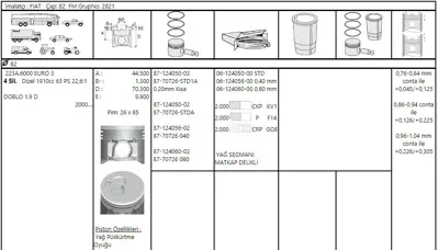 FEDERAL MOGUL 877072608000AG Piston-Segman Doblo 1,9d 080 (82,00mm) 