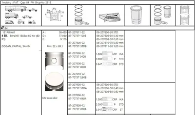 FEDERAL MOGUL 877073708000BG Piston-Segman Dks M131 1600 (84.00) (0.80) 