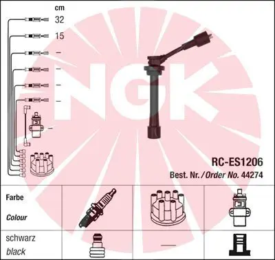 NGK 44274 (RC-ES1206) Buji Kablosu Swift 90-06/Alto 04-08/Carry 99-06/Grand Vitara 98-05/Jimny 98-> 1,1-1,3-1,6 (2 Kablo) 