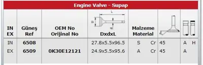 GÜNEŞ 6508 Subap Rio Benz 16v Emme (8 Ad) 