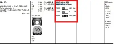 FEDERAL MOGUL 61028070G Segman Opel 83,975  050 