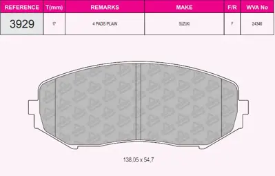 İthal 3929 Ön Balata Grand Vitara 06-> 