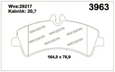 İthal 3963 Arka Balata Volt Crafter-Sprinter 06- 2,5tdi (Çift Teker-Balon) 