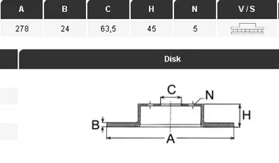 YAVUZSAN 13121 Ön Fren Diski Connect/Tourneo 02- 1,8ie-16v-1,8td-1,8tdci (278-24-5dl)  Ad. 46826961  51922456  51987336  52154781