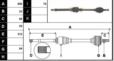 İthal ECOFIX-KRL0908ECF Ön Aks Komple Clio Iii/Logan Mvc 06- 1.5dci Sag  (649mm) 