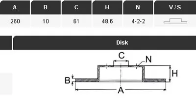 YAVUZSAN 15409 Arka Fren Diski Civic Vi-Civic Vii 01-06  (260x10x4dl) Ad. 51800390