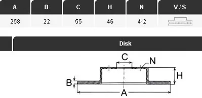 YAVUZSAN 34390 Ön Fren Diski Yaris 10- 1.33 Vvti/Yaris 05- 1.4 D4d (258×22x4dl) Havali Ad. 46810387