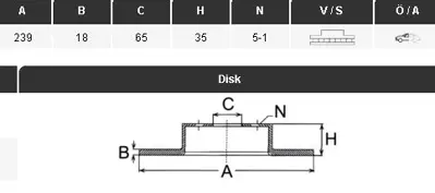 YAVUZSAN 36216 Ön Fren Diski Polo 02-10/Fabia 00-10 .2-1.4 16v-1.6 16v-1.9sdi (239x18x5dl) Havali Ad. 34216756849