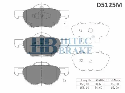 HITECH 010016 Ön Balata Accord Viii 03-06 2,0-2,2-2,4/Civic 16- (D5125) 