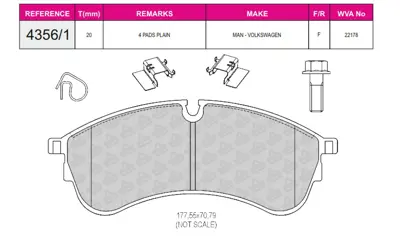 İthal 4356/1 Ön Balata Crafter 16- 2,0tdi (Dasa-B-C/Daua-B-C/Dava/Dawa Man Tge) (Aksesuarli) 