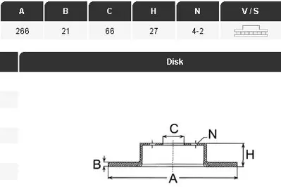 YAVUZSAN 28059 Ön Fren Diski Partner-Berlingo 96-/P206 99-/P306 94-/Xantia93-03/Xsara 99- (266x20,5x4dl) Havali Ad. 77004243217700800522