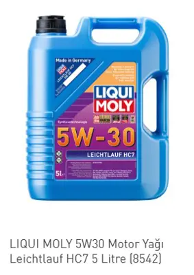 İthal 8542 Motor Yagi Leichtlauf Hc7 5w30 5lt Dpf Siz Benz. Dizel Acea A3 Acea B4 Api Sn 4b5l 