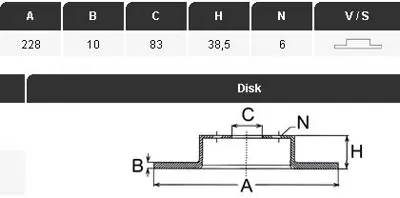 YAVUZSAN 30006 Ön Fren Diski R12-Toros/R4/R18  (228-10-6dl) Ad. 95593279